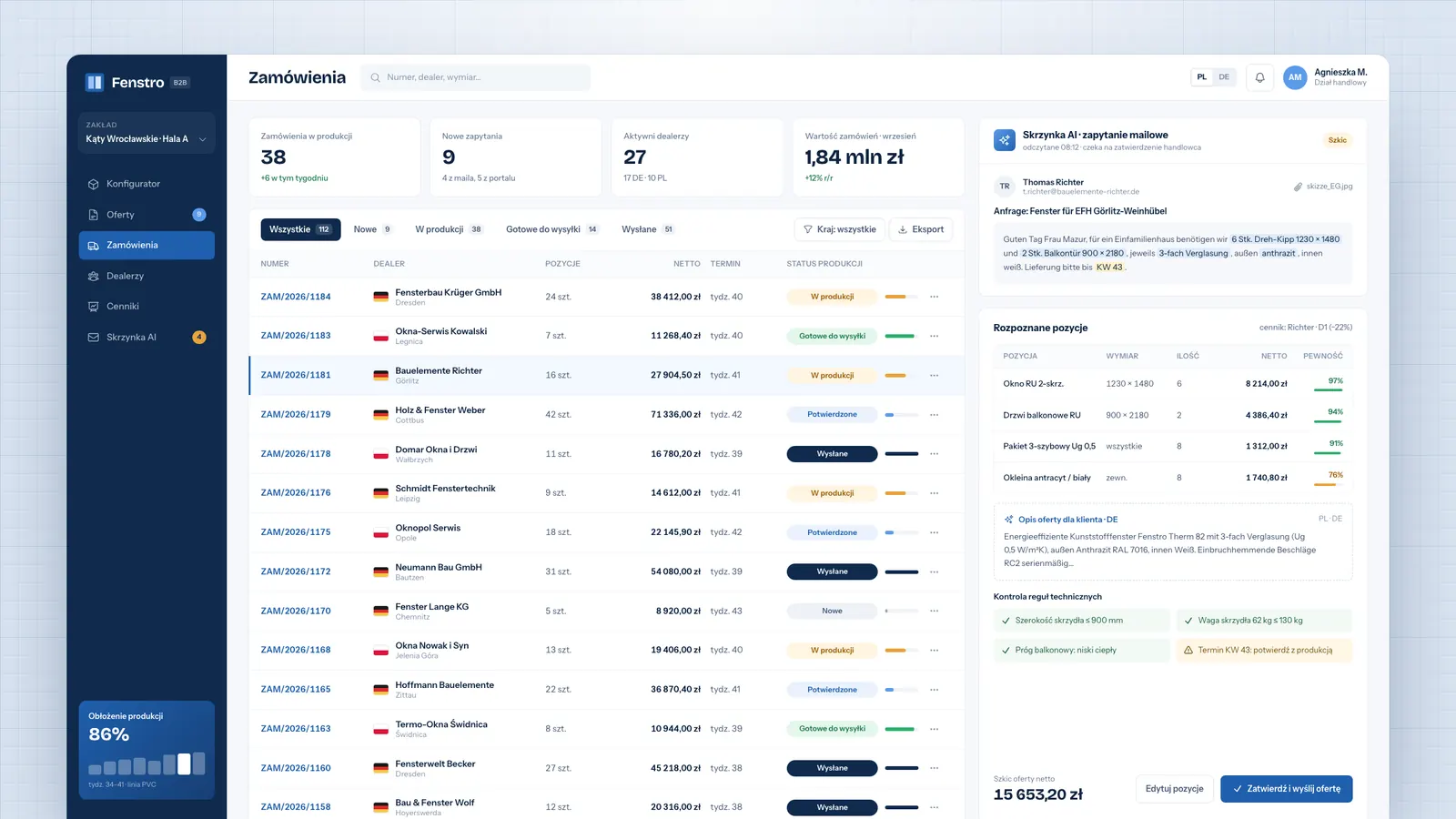 Konfigurator okien i portal B2B dla producenta z rynkiem niemieckim